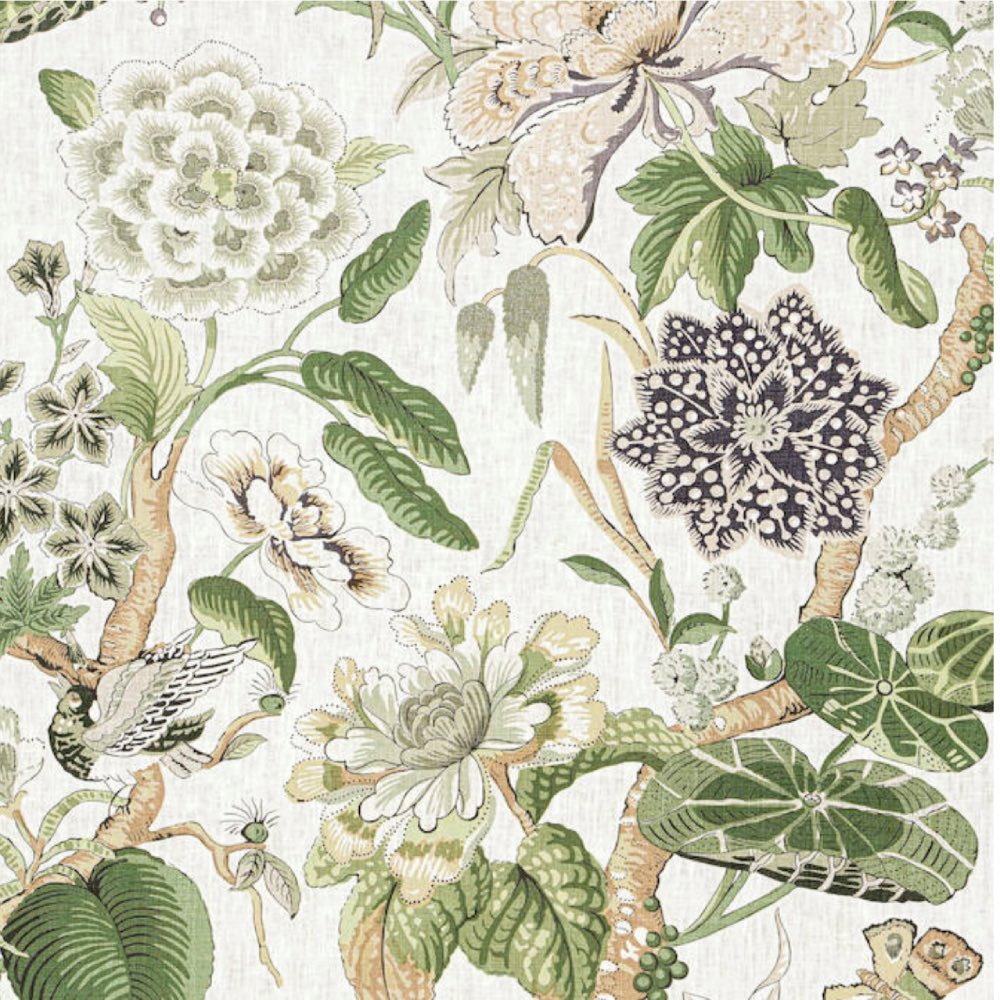 Thibaut Hill Garden Linen In White & Green